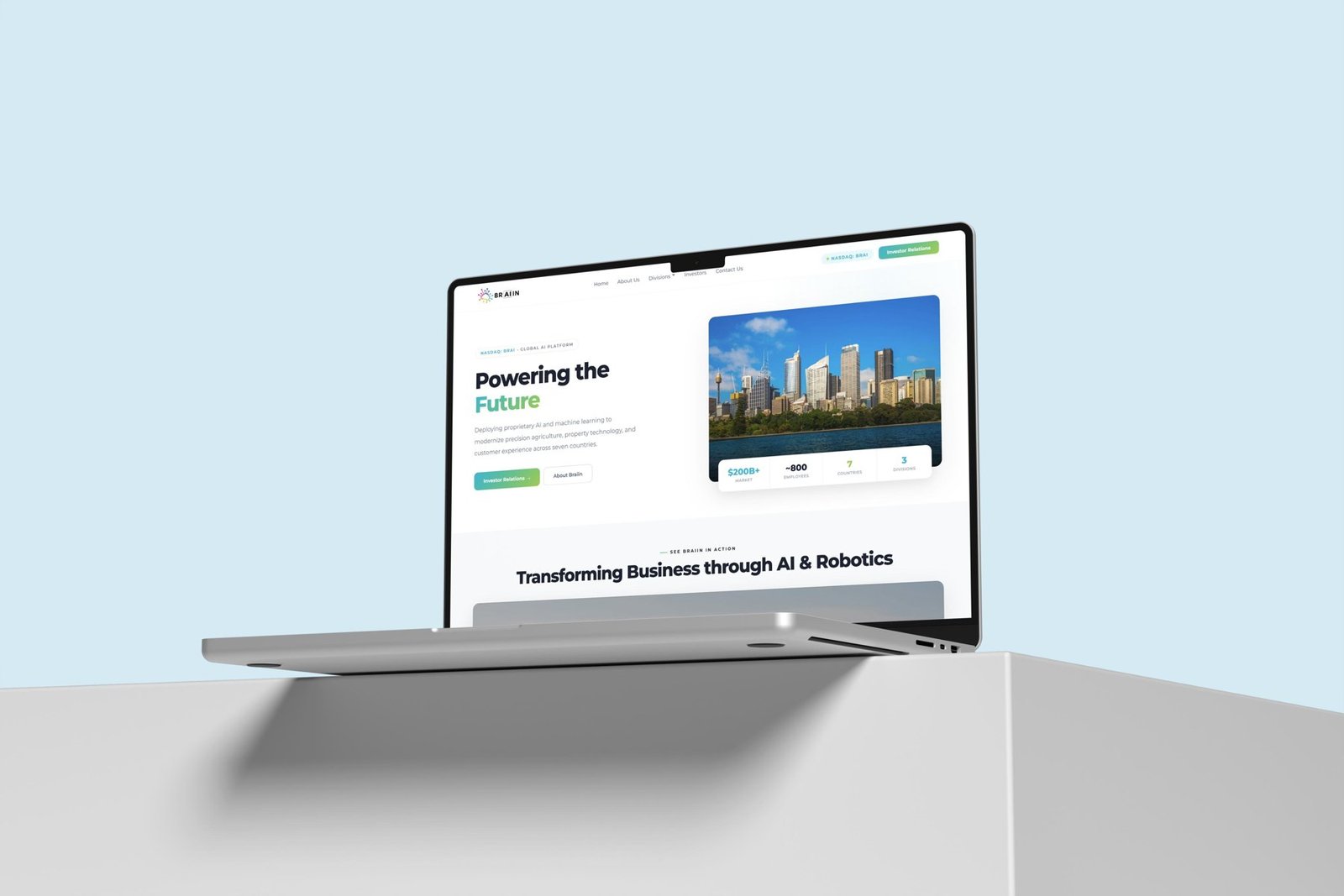 Investor website on a laptop