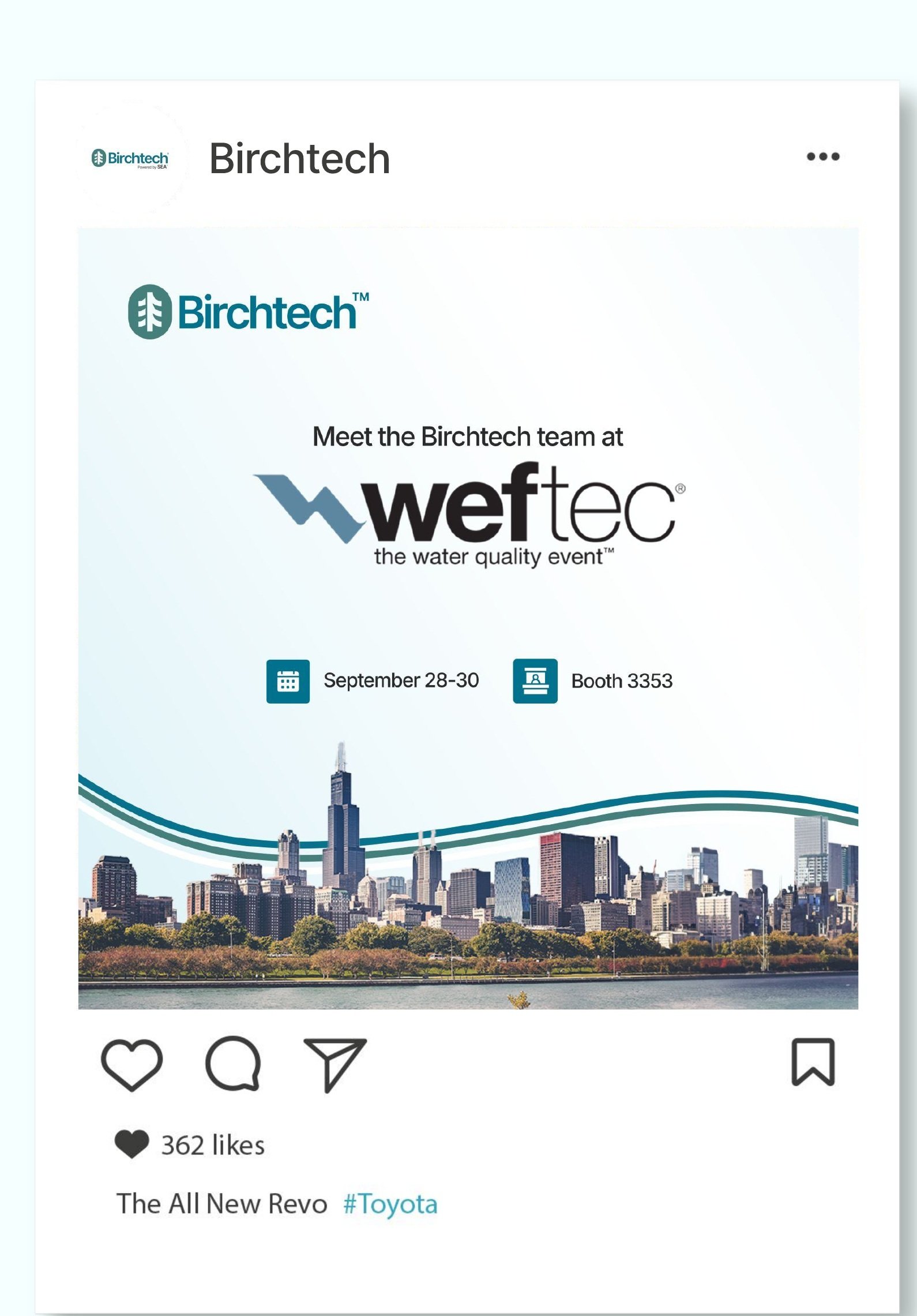 Birchtech social post, WEFTEC the water quality event