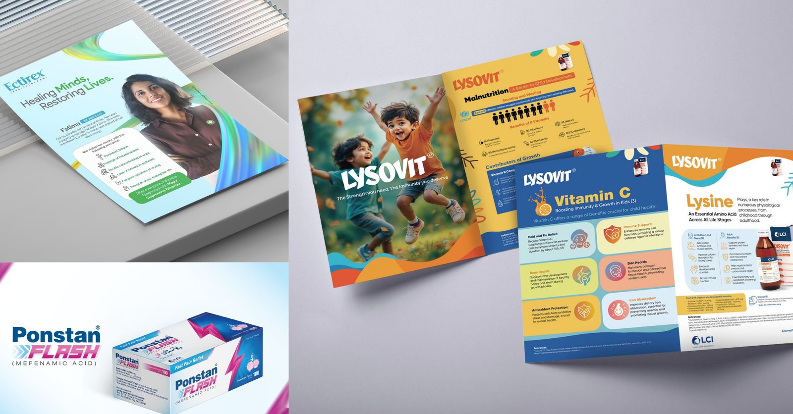 LCI pharma campaign and literature, Lysovit, Vitamin C, Lysine
