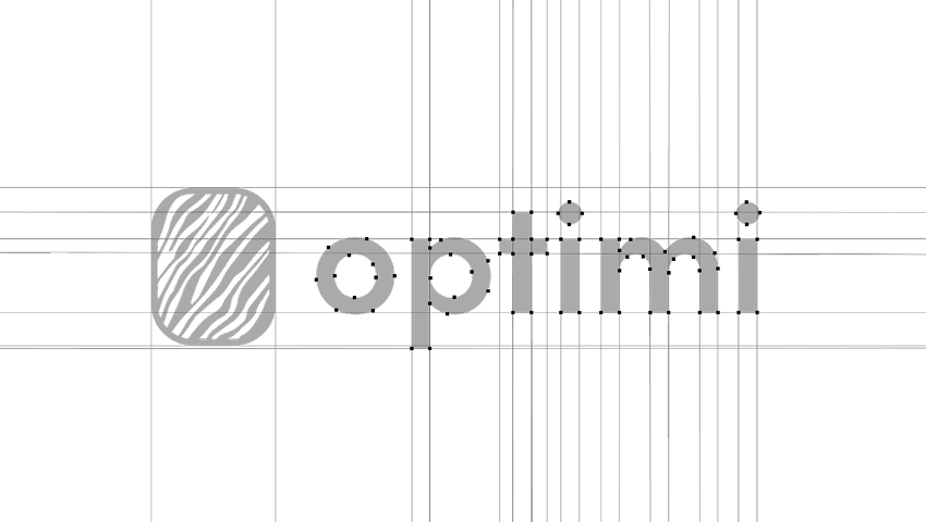 Optimi logo construction grid from the brand guide