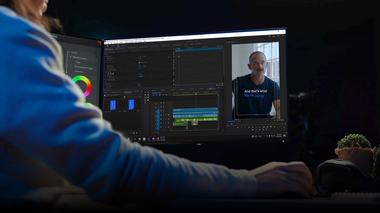 Dart Marketing editing Rebel Health video content in Premiere Pro