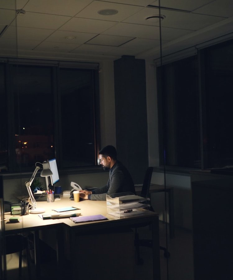 Founder working late
